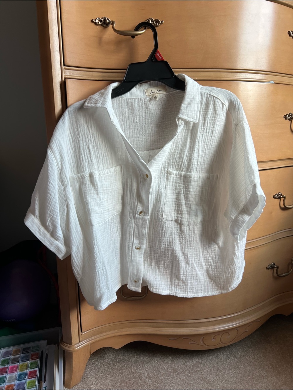 White Button-Front Women's Shirt